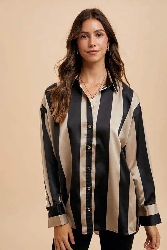 Annie Wear Striped Dropped Shoulder Button Up Shirt Trendsi 227bf9eb-58b9-476f-9db2-0fc41b478c2c-Max