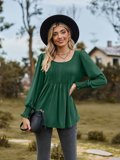 Puff Sleeve Pleated Blouse Trendsi 2294188861ed441b8104ae25e37aeefc-Max