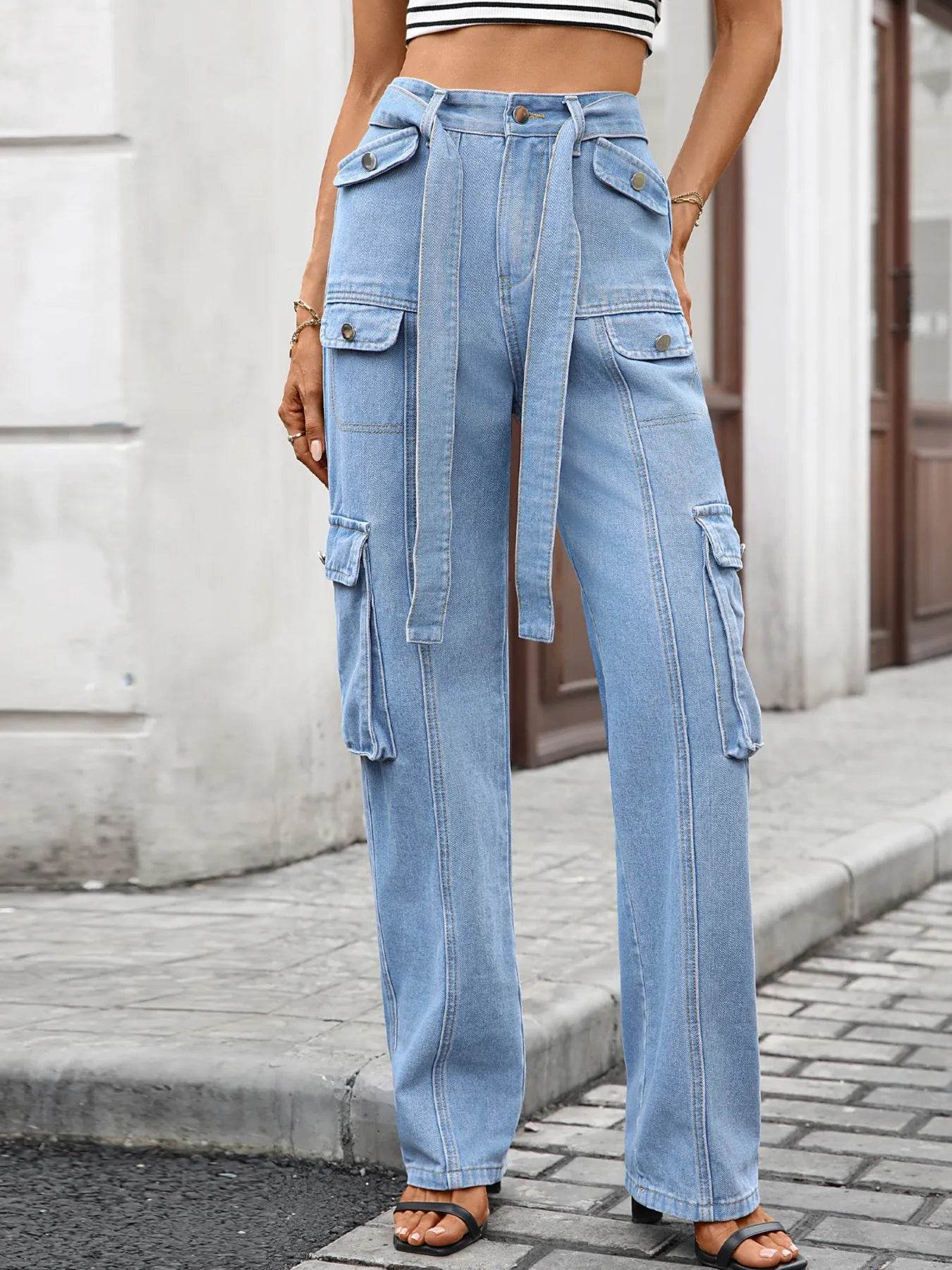 High-Waisted Multi-Pocket Cargo Jeans Trendsi 229b3553e29549beadf3accd81c21481-Max-Origin