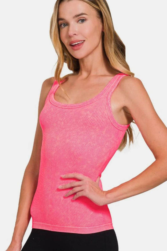 Zenana Ribbed Scoop Neck Tank N Coral Fuchsia Trendsi 22cc4e4f-8f0d-46c4-9f69-c030e3910696-Max