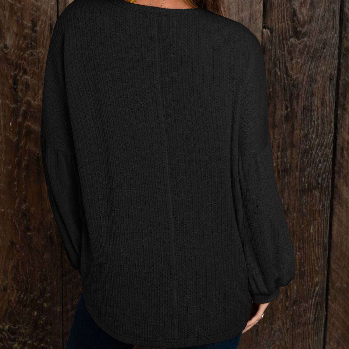 Round Neck Long Sleeve Ruched Blouse Trendsi 22d0c3f9223f4444b7572dcd3a06b8ab-Max