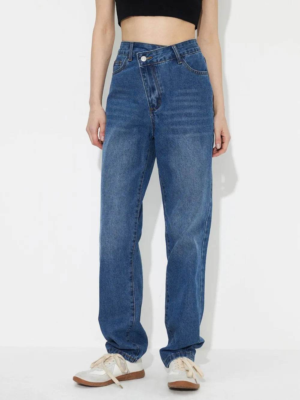 Asymmetric Waist Jeans with Pockets Trendsi 22e88522-8290-4455-9adc-80569e3fb1c2-Max