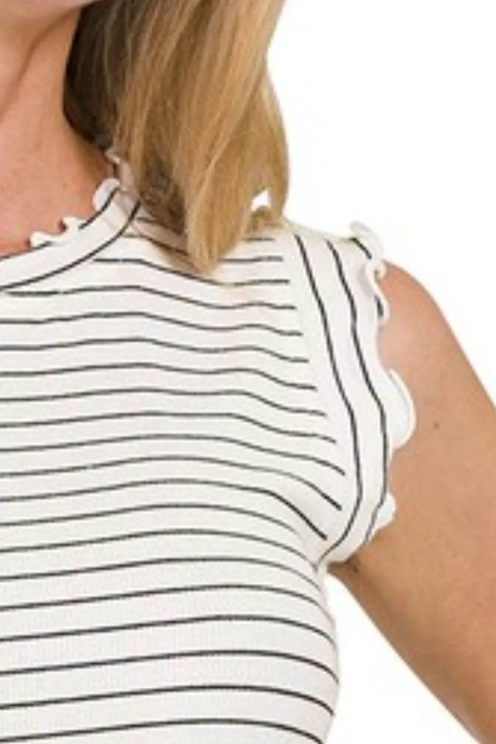 Zenana Ribbed Ruffle Trim Sleeveless Stripe Top Trendsi 2307d61f-a15e-4bca-85e3-334a6b5fa16e-Max-Origin