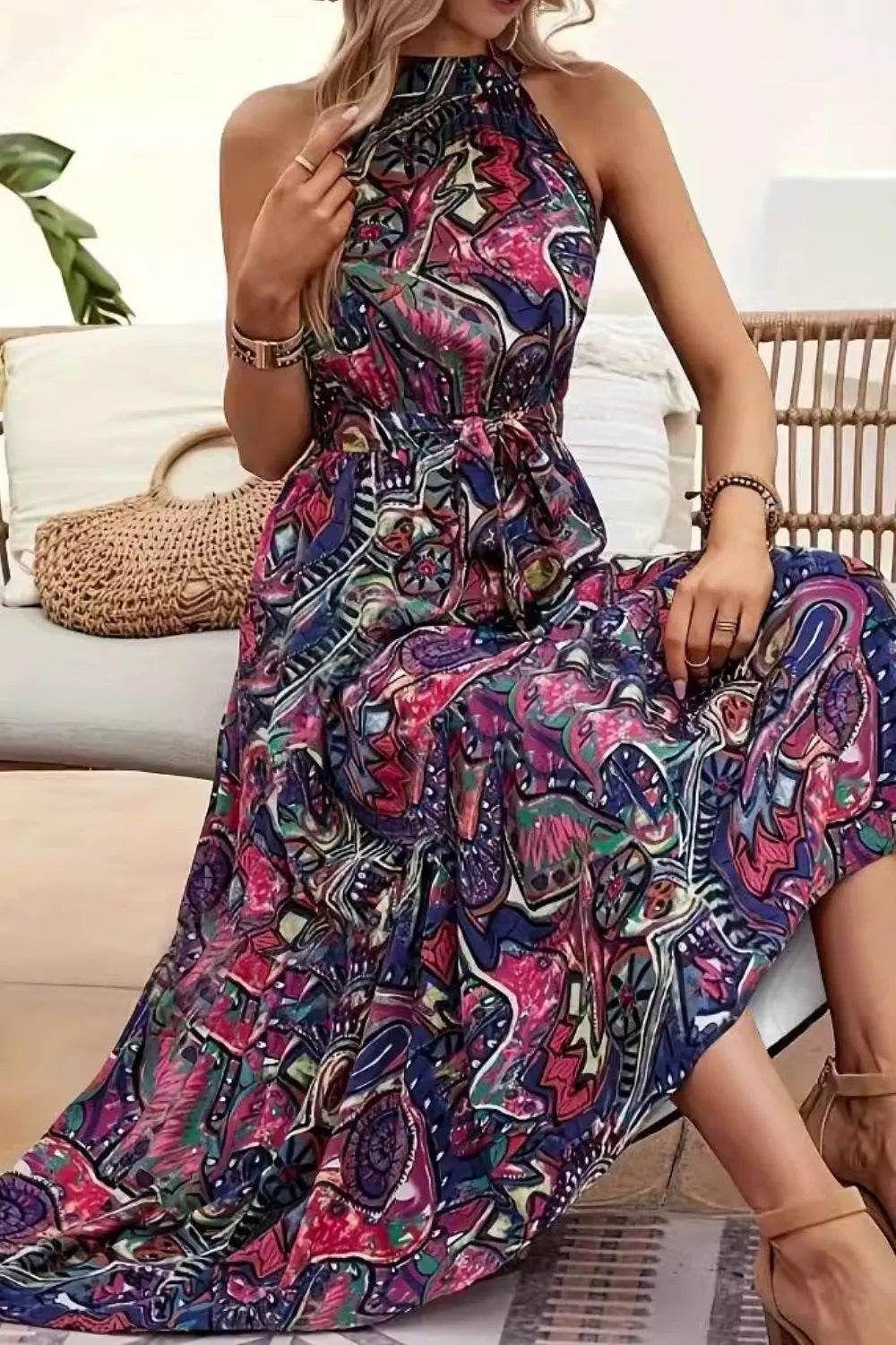 Tied Floral Sleeveless Dress Violet Trendsi 23108948-bacd-4901-b1a0-2157e55e4011-Max