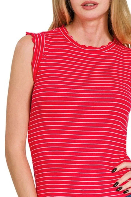 Zenana Ribbed Ruffle Trim Sleeveless Stripe Top Trendsi 2317c37d-0fa9-4be3-9c2c-fe183edbf8d2-Max-Origin