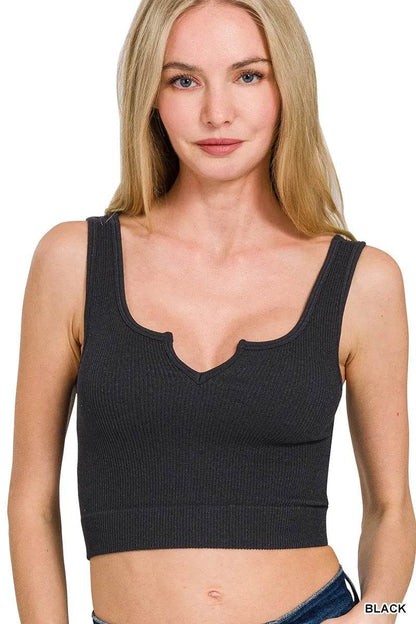 Zenana Seamless Split Neck Bra Tank Top BLACK Trendsi 2333078700464a92a6ed0cd23079ad07-Max-Origin