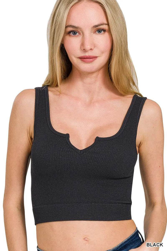 Zenana Seamless Split Neck Bra Tank Top BLACK Trendsi 2333078700464a92a6ed0cd23079ad07-Max-Origin