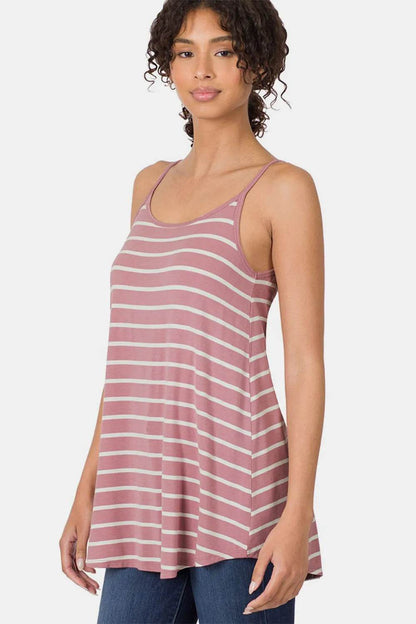 Zenana Striped Curved Hem Cami LT ROSE IVORY Trendsi 233fe0ed-92be-4dcd-ab1c-59a98a7a4a9c-Max