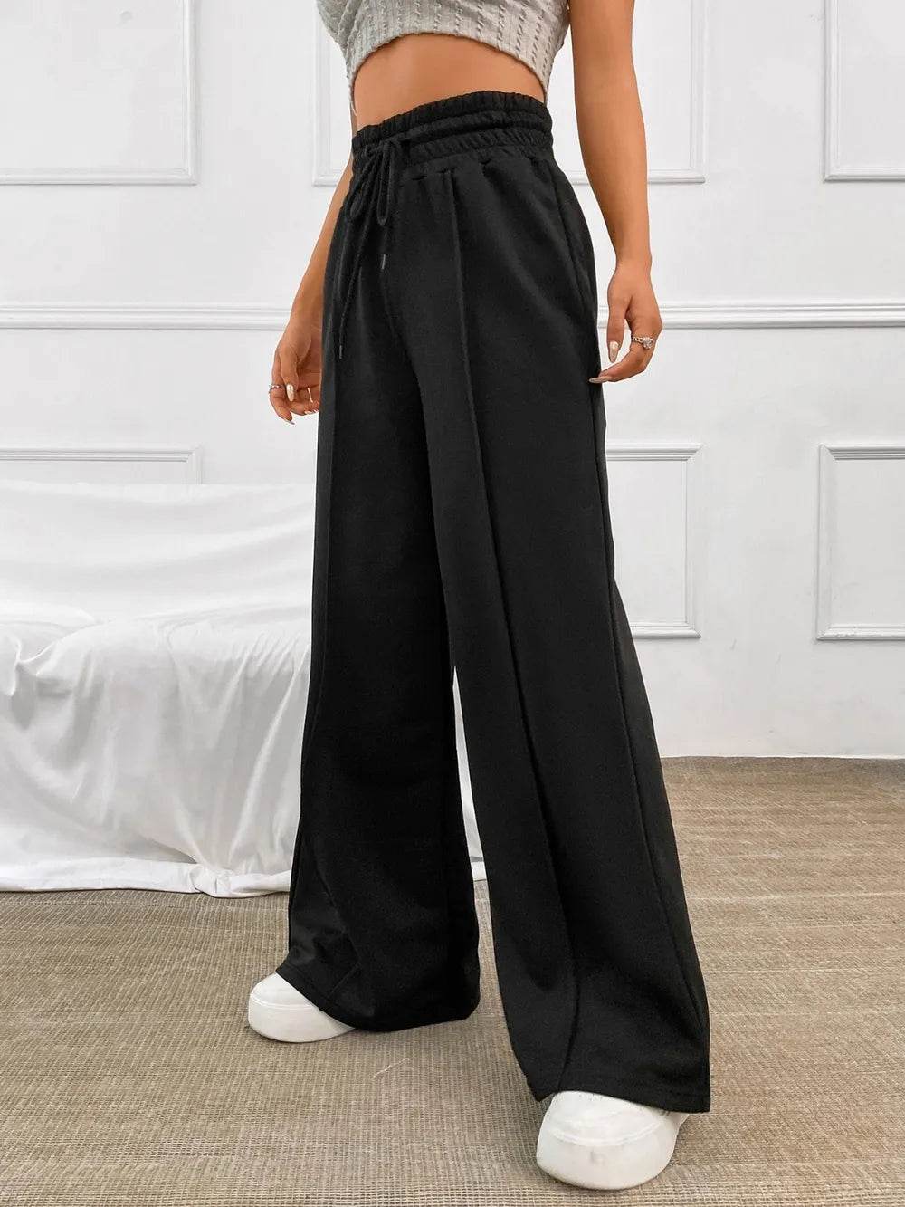Honey Drawstring Elastic Waist Wide Leg Pants Trendsi 235c135a-009c-4def-9459-48fa21b7c598-Max