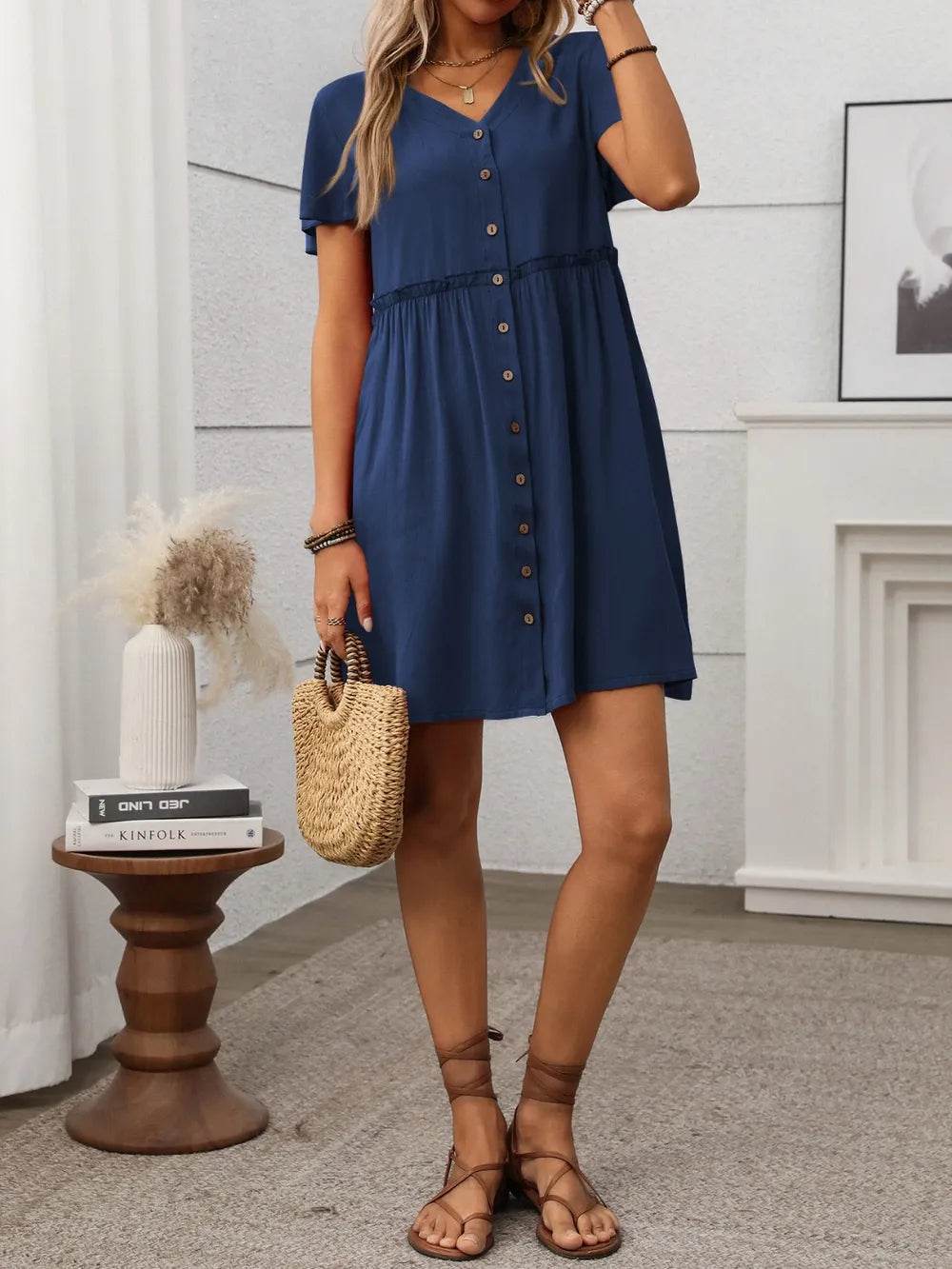 Button Front Flutter Sleeve Dress Trendsi 2366afe1-c01f-4a89-bfbd-66605644479f-Max