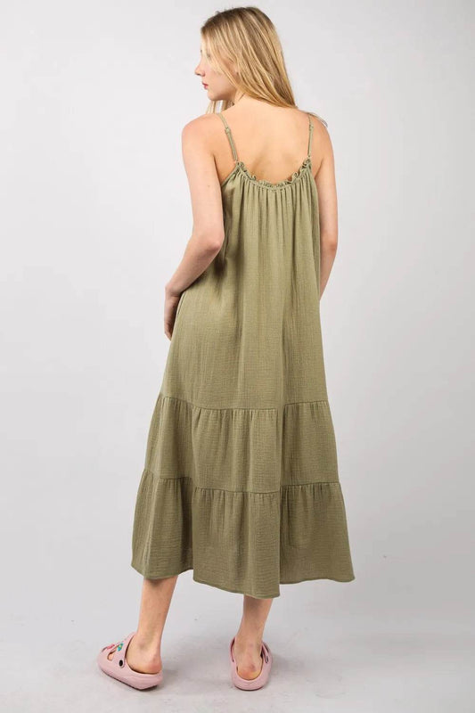 VERY J Ruffled A-Line Midi Cami Dress Trendsi 2374ee60-0a1a-42bc-911f-3c64f58e7378-Max