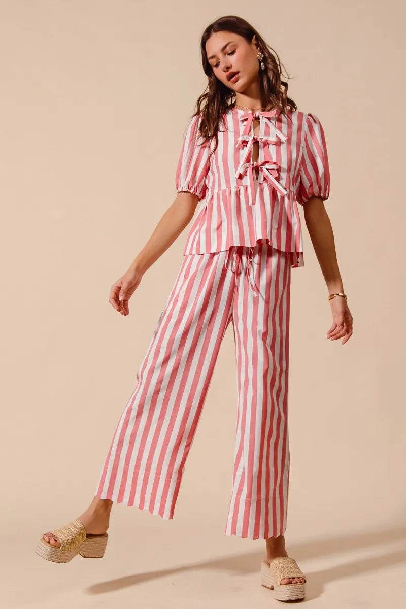 SO ME Front Tie Stripe Top With Puff Sleeves and Wide Leg Pants Set Trendsi 237e79caa6cb44979645a806c2ae5cf2-Max-Origin