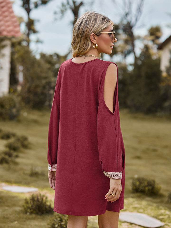 V-Neck Cutout Sleeve Mini Dress Trendsi 239377674aa2476da6ef026853b3a835-Max