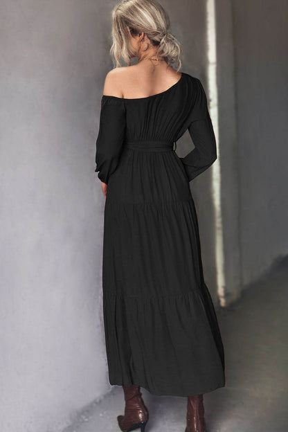 Belted One-Shoulder Tiered Maxi Dress Trendsi 23959a9d480e467d8964d575fab5f8fd-Max