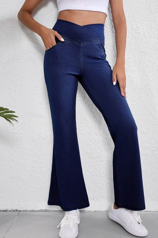 Asymmetric Waist Flare Jeans Medium Trendsi 23ce20b2-71a8-4543-93e2-6b4594a5551d-Max