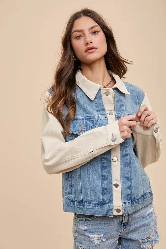 Annie Wear Collared Neck Double Placket Denim Jacket Medium Trendsi 23e6cde2-5ab0-4d4a-b69d-1bf986bce9fd-Max