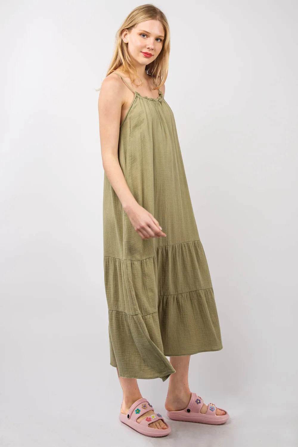 VERY J Ruffled A-Line Midi Cami Dress Trendsi 23eaed0a-025c-40ea-9e67-20102c3b19df-Max
