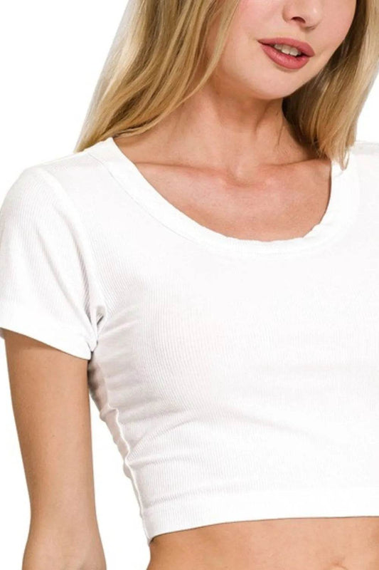 Zenana Ribbed Scoop Neck Crop Short Sleeve Top Trendsi 240a9023-f7d9-4120-8c23-885ef40721e9-Max-Origin