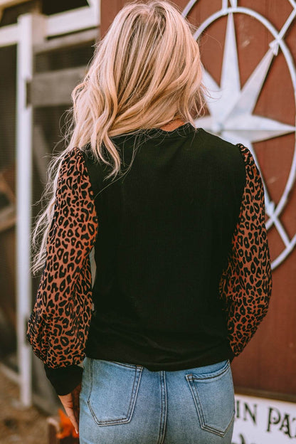 Leopard Print Long Sleeve Ribbed Knit Blouse Trendsi 24196486788c4b8ea5ecdd4310706446-Max