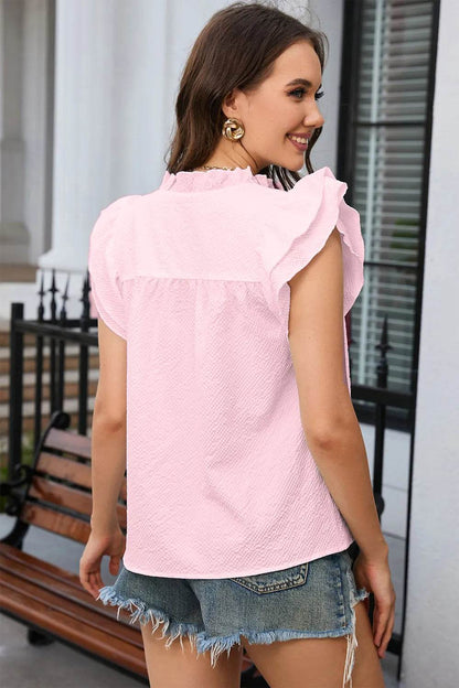 Notched Neck Butterfly Sleeve Blouse Trendsi 243b0cec-a842-430e-a024-52ae00317f4c-Max