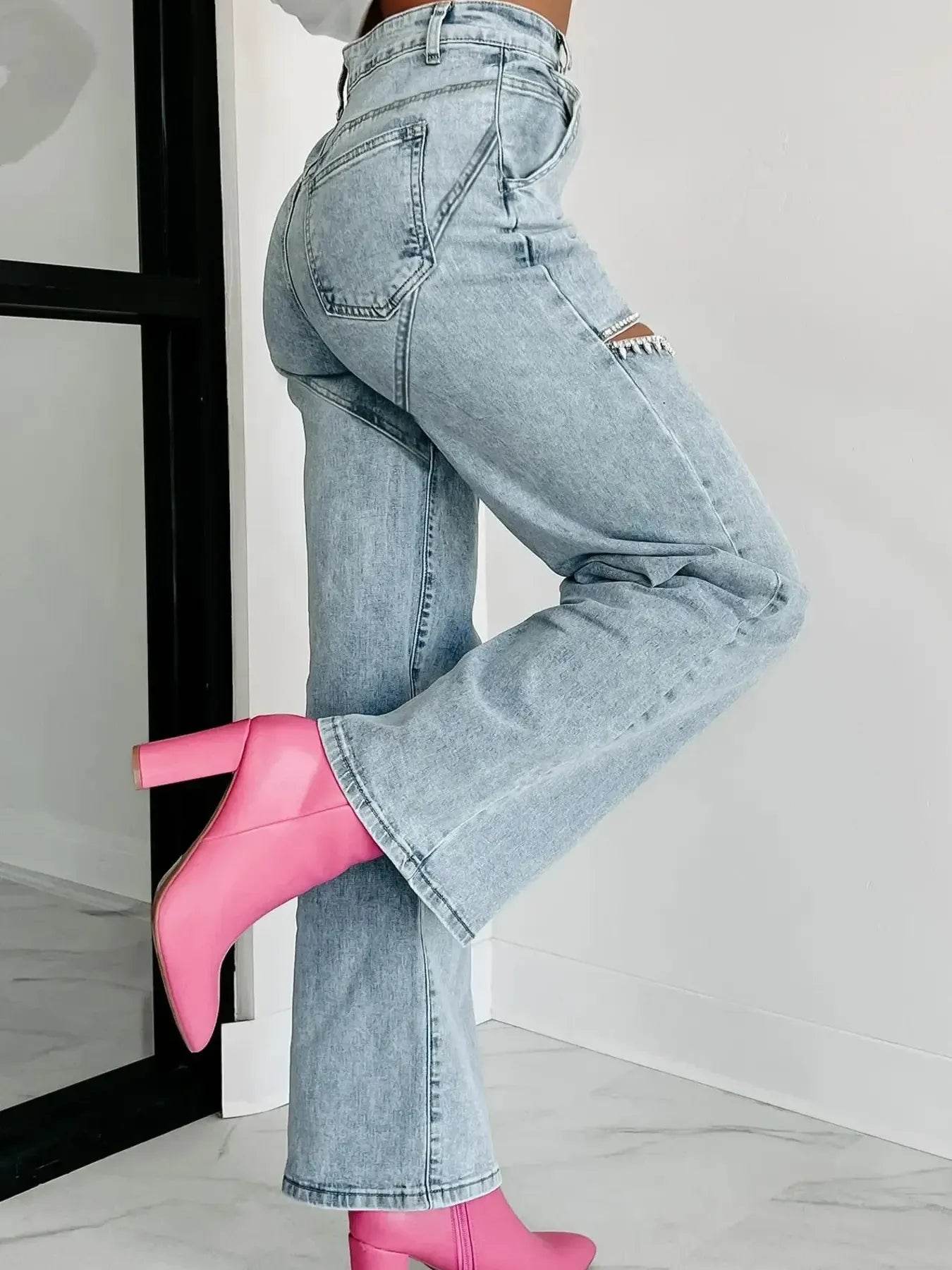 High Waist Cut-Out Wide Leg Jeans Trendsi 244b797feef5450ab4628124950b0c88-Max-Origin