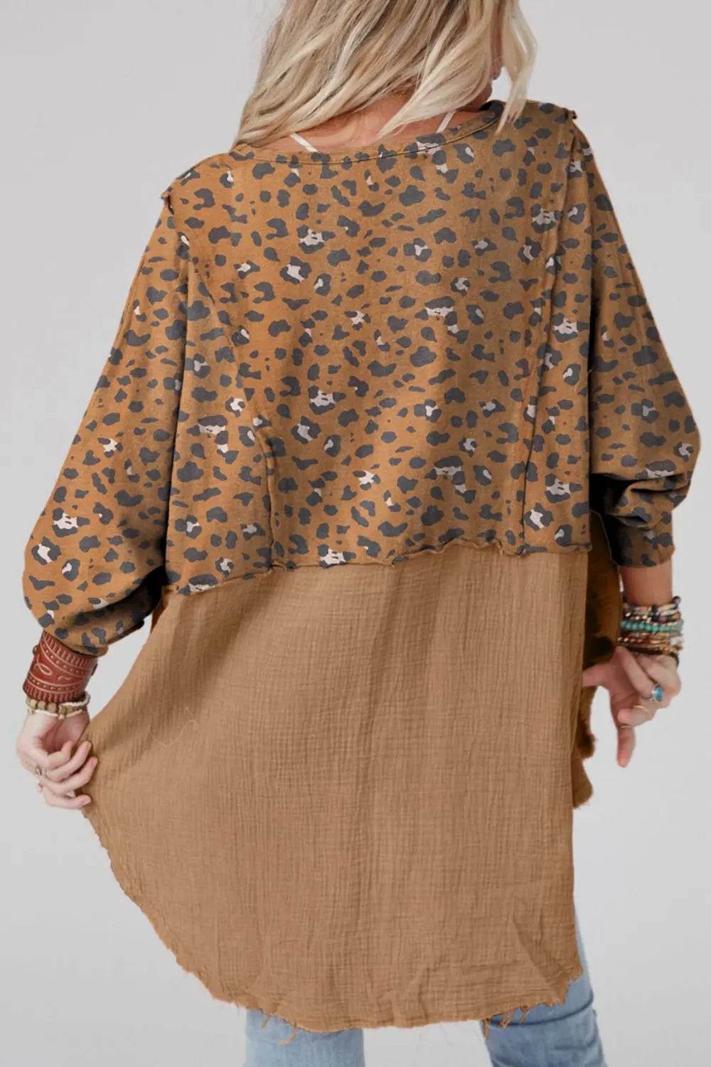 Textured Leopard Dropped Shoulder Blouse Trendsi 24568ac92f394ab59c902df50680cf53-Max