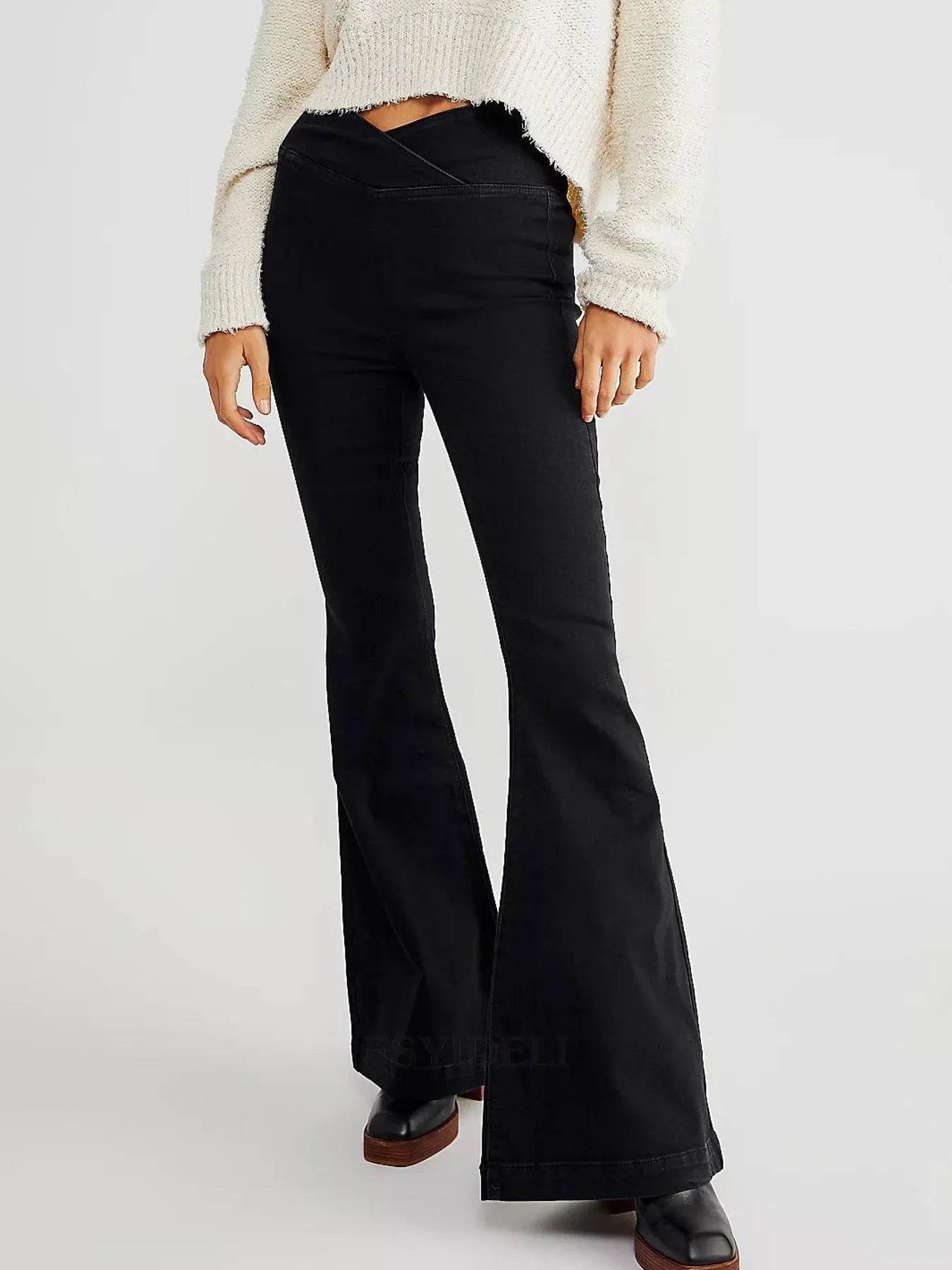 High Waist Flare Jeans Black Trendsi 24740825-6303-428b-9876-2752945775ae-Max-Origin