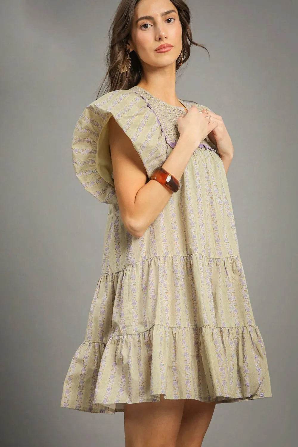 Umgee Floral Ruffled Cap Sleeve Tiered Mini Dress Trendsi 24832282-1dda-4921-b099-8a205b1ffdce-Max-Origin