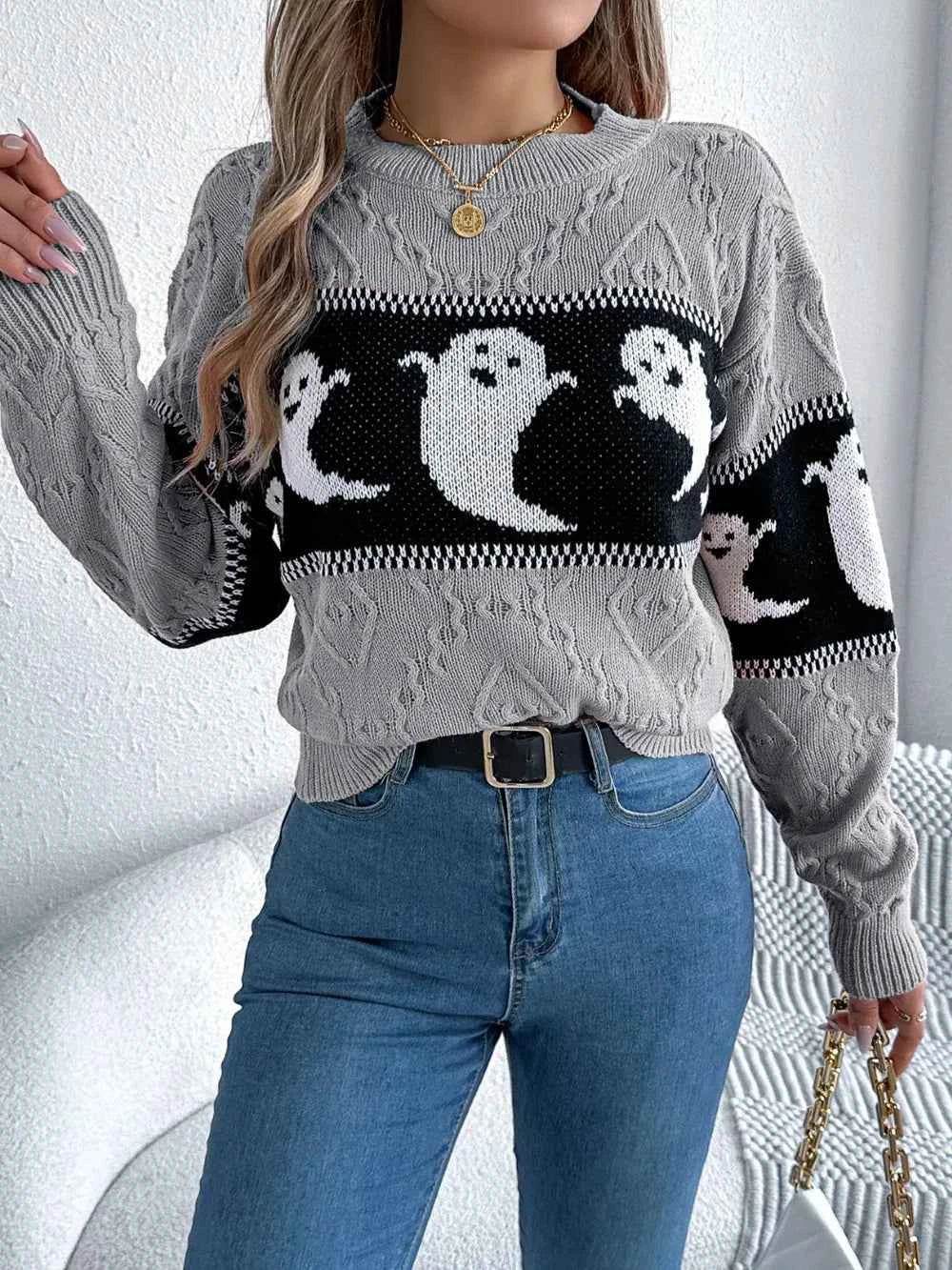 Ghost Round Neck Long Sleeve Sweater Trendsi 24bcfd49-d541-4ef1-95e1-6784e910eb0e-Max