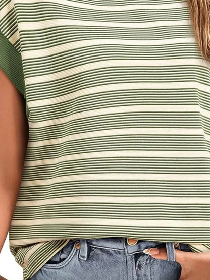 Striped Round Neck Casual T-Shirt Trendsi 24bdf89c-9bee-48ed-ade4-9024265d020e-Max-Origin