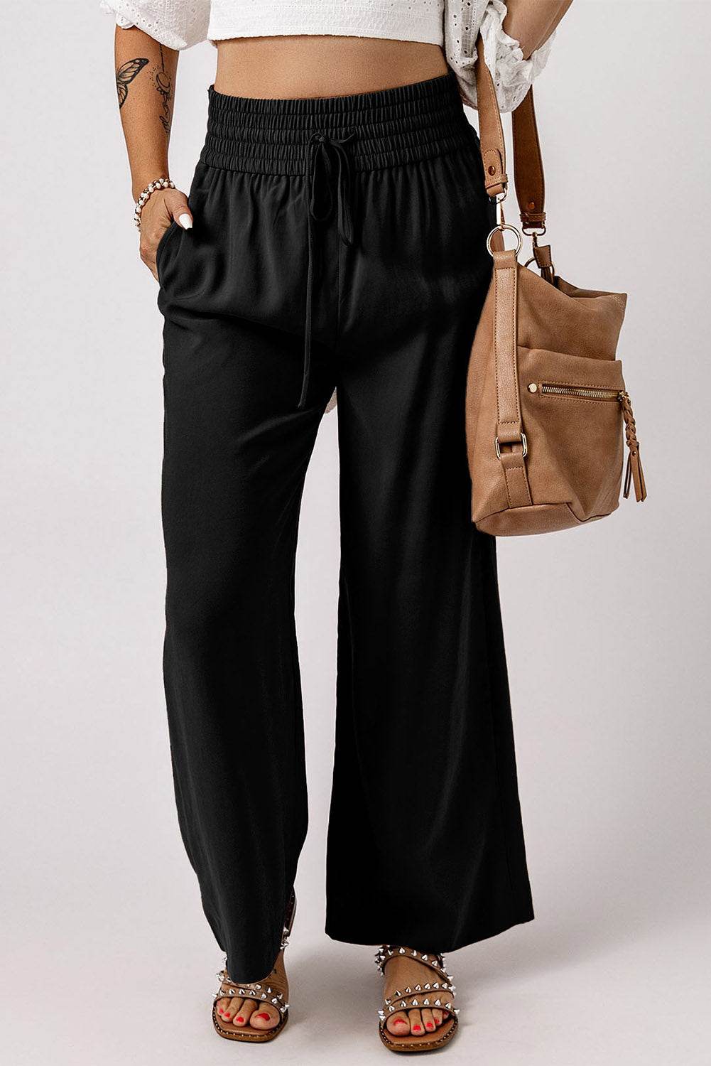 Drawstring Smocked Waist Wide Leg Pants Trendsi 24f64ebae273481b993cef4441881dfb-Max
