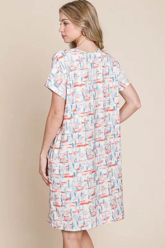 BOMBOM Printed Round Neck Short Sleeve Tee Dress Trendsi 2507e2d8-2bcf-4062-bbc5-45216142d77e-Max-Origin