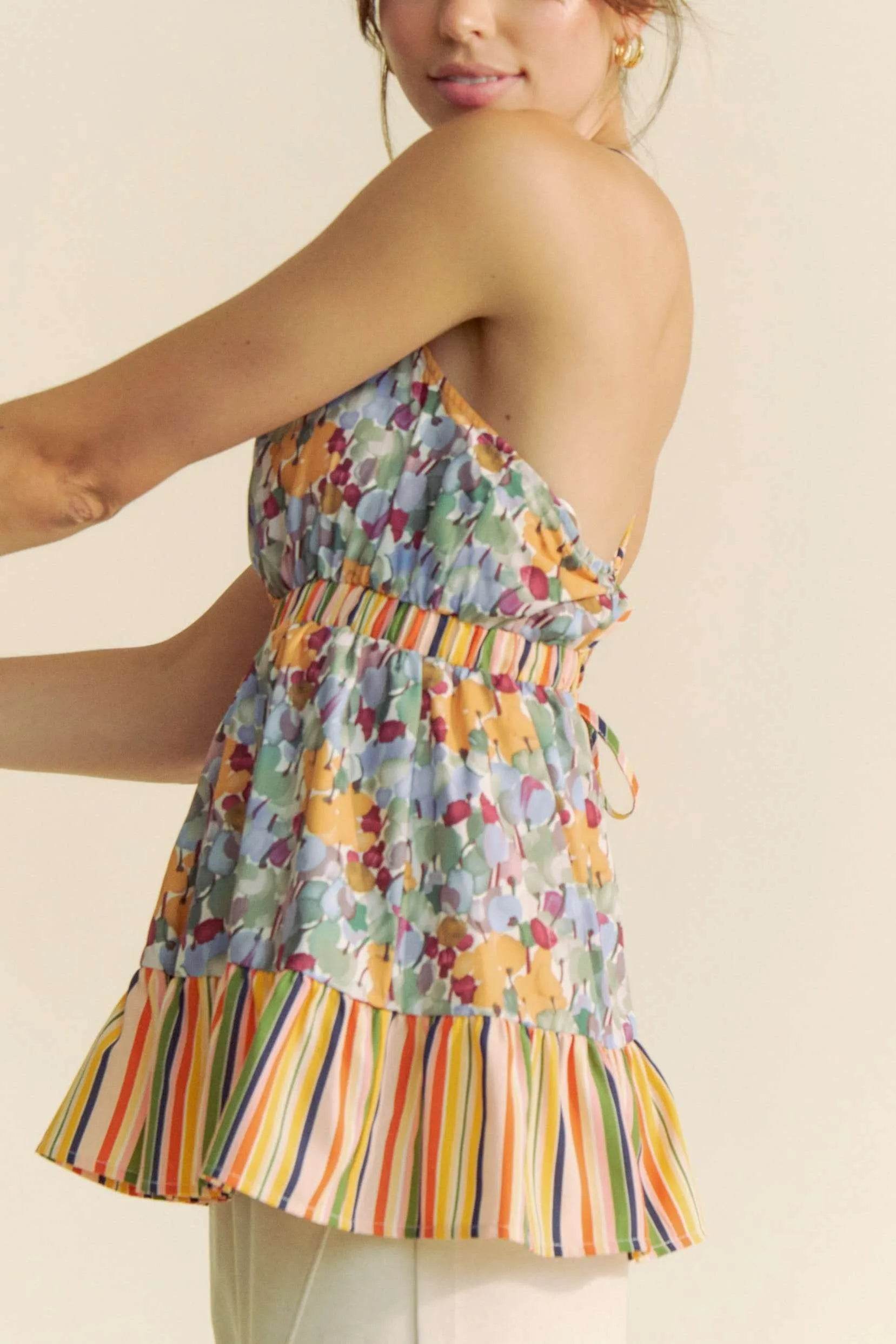 Davi & Dani Floral Smocked Sleeveless Ruffle Back Tie Top Trendsi 2508cf557b424a89b8a00a62c415385e-Max-Origin