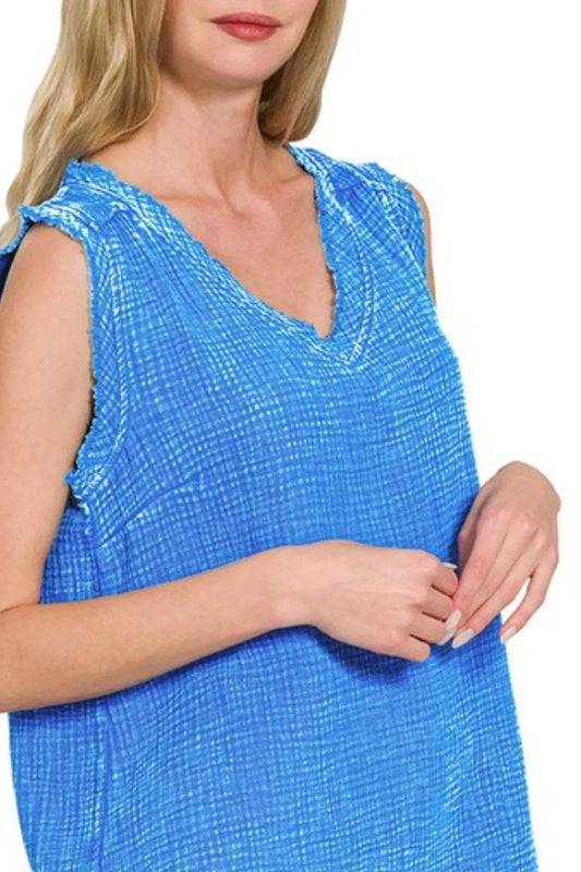 Zenana Double Gauze Raw Edge Acid Washed Tank Trendsi 25184f82-b728-416a-abeb-78d98be05027-Max-Origin