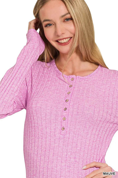 Zenana Ribbed Long Sleeve Half Button Top Trendsi 253324f1513b4fb680f81b4a5cfe2c9f-Max-Origin