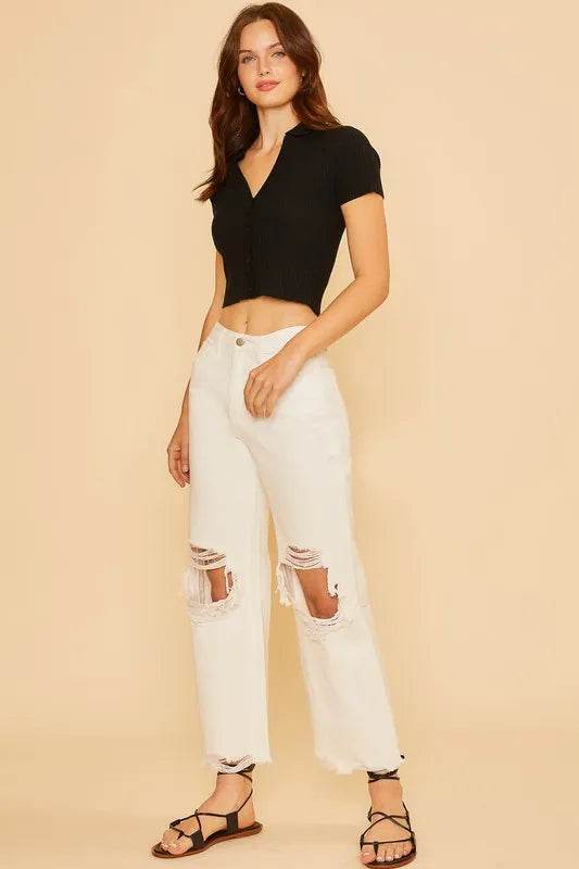Annie Wear Distressed Raw Hem Jeans Trendsi 25950342-bcf6-4f85-bb8c-ff0fc278c150-Max