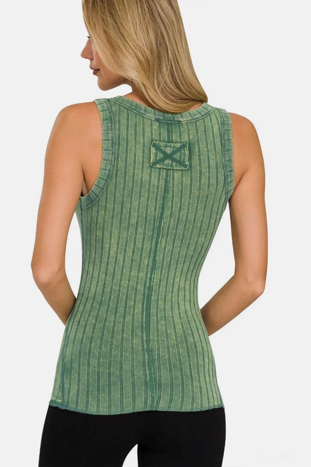 Zenana Washed Ribbed Half Snap Henry Tank Trendsi 25b40019-6312-44ad-a455-fdf2508dff81-Max