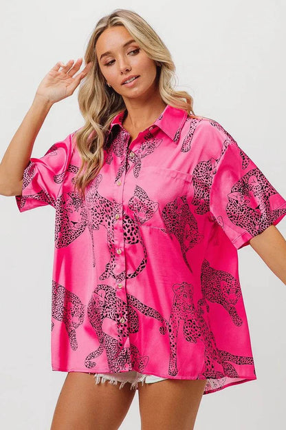 BiBi Leopard Print Short Sleeve Silky Satin Shirt Top Trendsi 25dc0329026842788c5ad98859ff3e49-Max-Origin