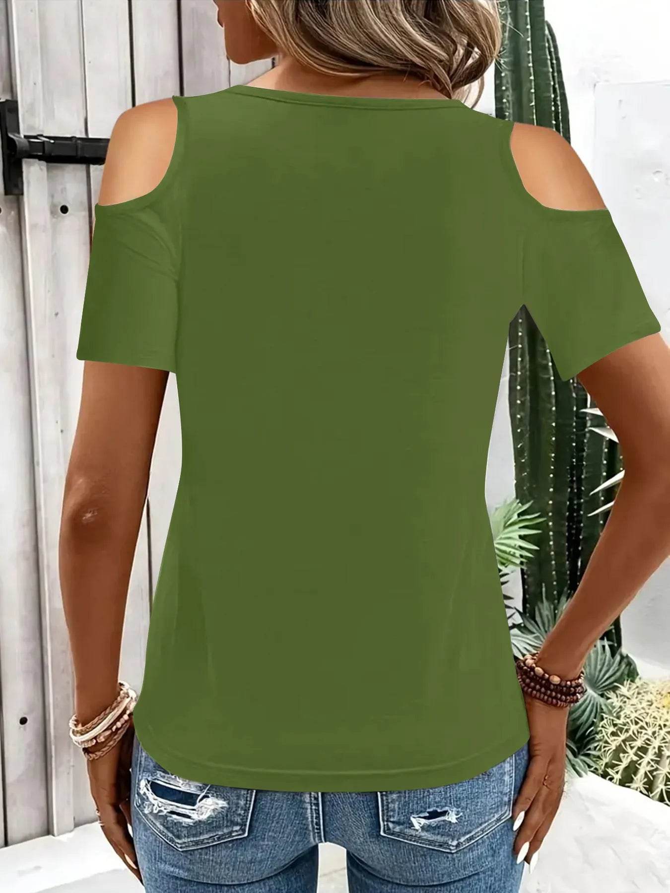 Cold Shoulder T-Shirt with Metal Ring Detail Trendsi 2603c2e90dc14592b66aa8c9b2a9857c-Max-Origin