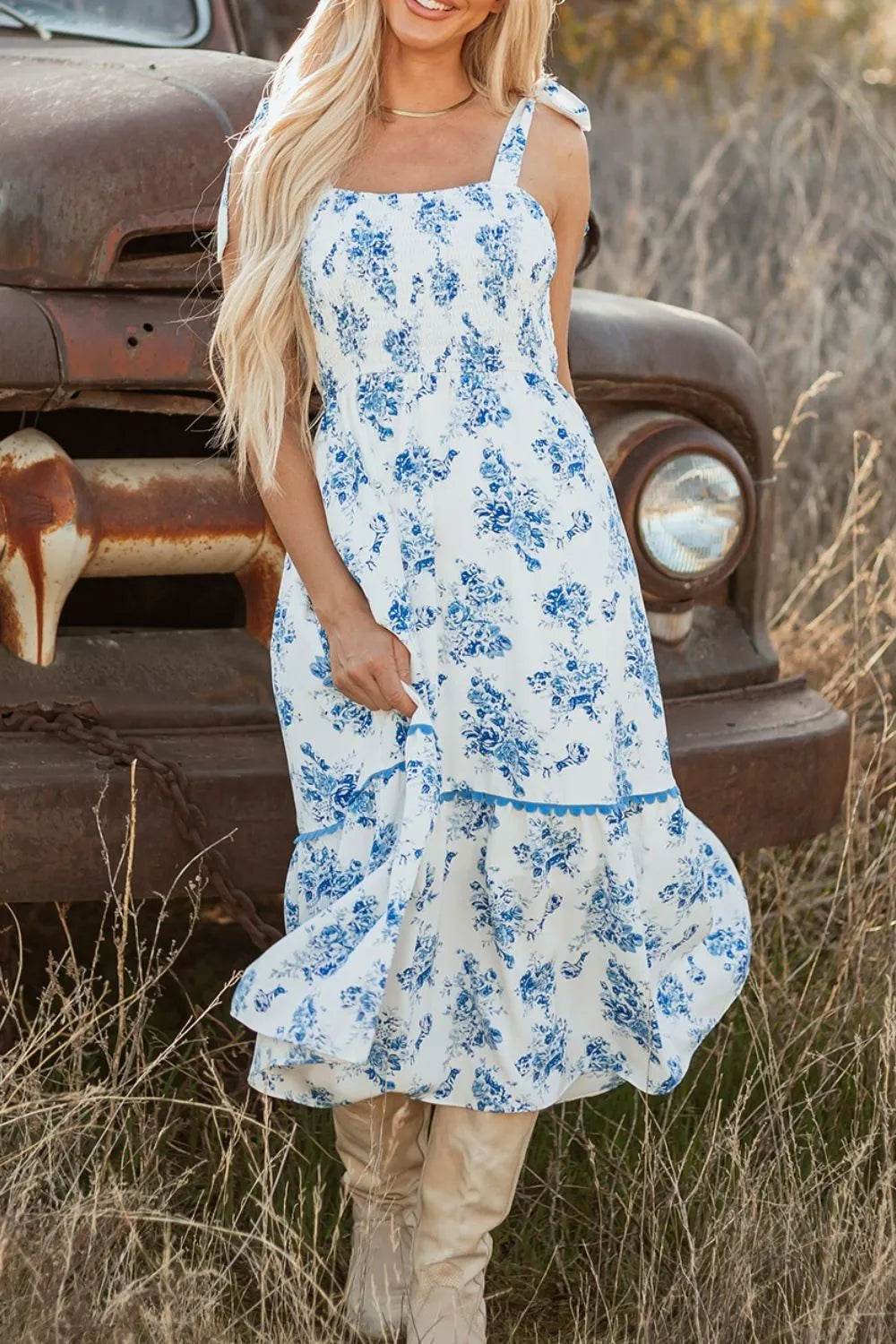Printed Tie Shoulder Dress Trendsi 26544e93-af60-4ce1-b07c-c9fa63409b5a-Max-Origin
