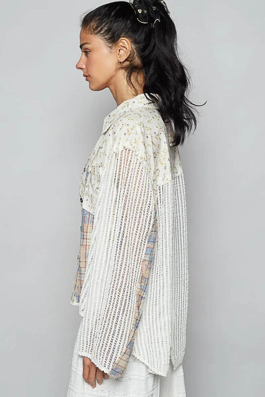 POL Floral Slit Back Plaid Patchwork Shirt Trendsi 2688ac32-8569-40a5-9135-f8141d3b8664-Max-Origin