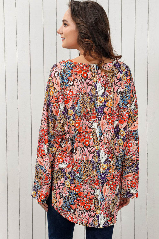 Floral V-Neck Long Sleeve Blouse Trendsi 26946dc2f70940e68e1a3c81947aa390-Max