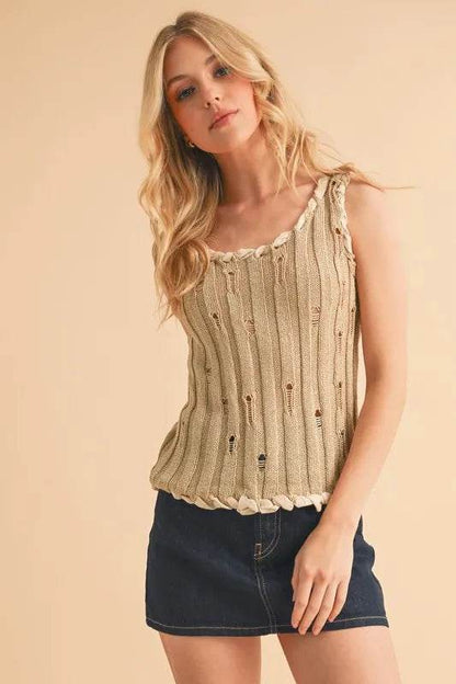 Aemi+Co Distressed Detail Round Neck Knit Tank Trendsi 26a622b02cb64ffa92937bb7273fe669-Max-Origin