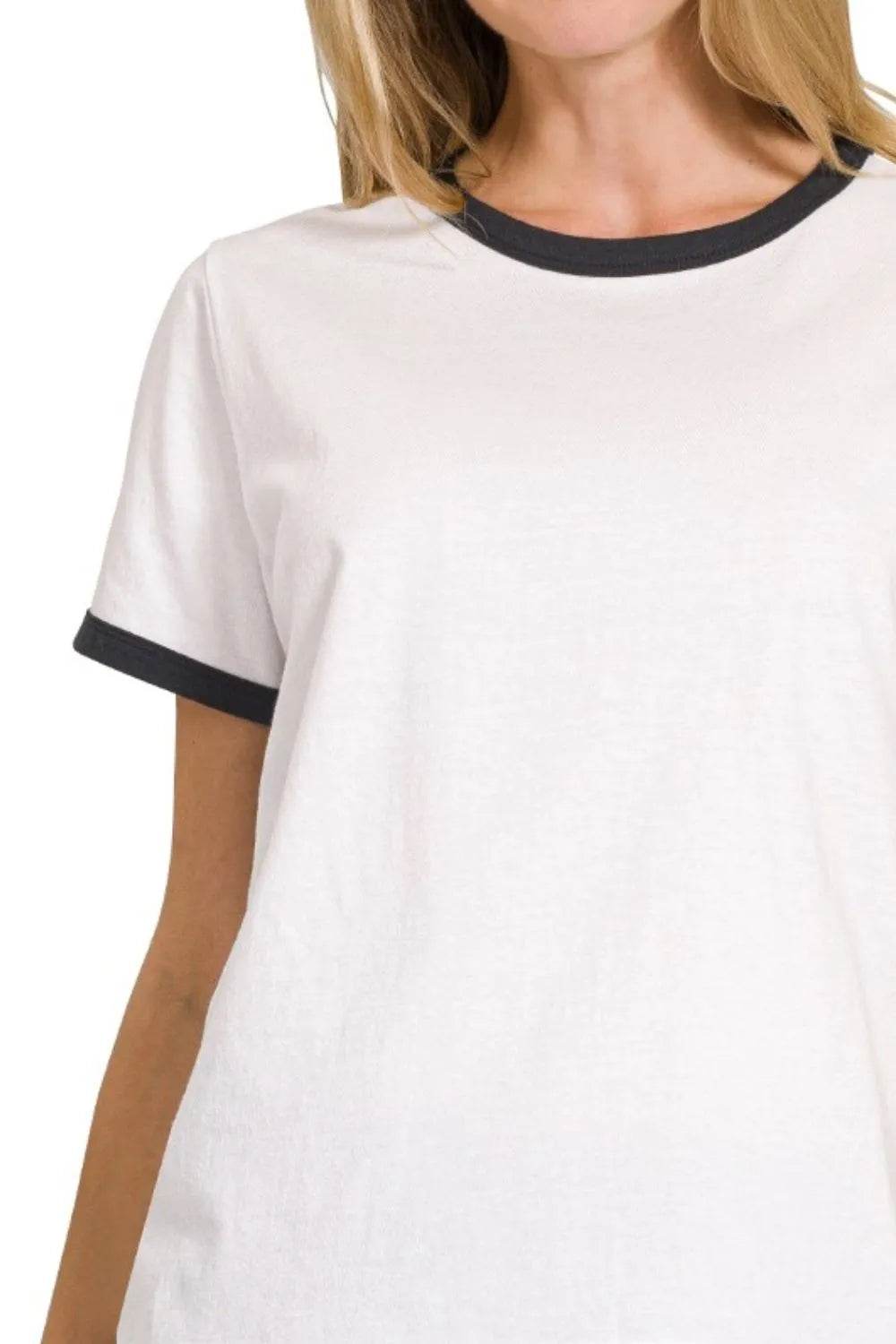 Zenana Contrast Binding Short Sleeve Tee Shirts Trendsi 26badf45-760a-4198-9d91-960fe4062e00-Max-Origin