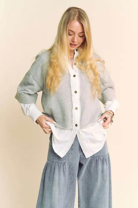 Davi & Dani Faux Layered French Terry Contrast Top HEATHER GREY Trendsi 2723738d-3b44-4a90-81fa-cb4ca95e3511-Max