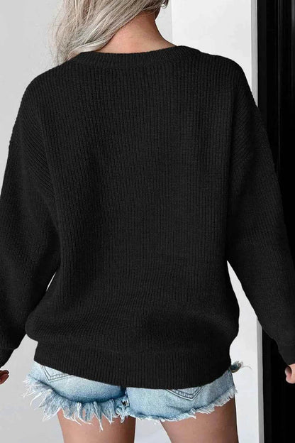 HELLO PUMPKIN Round Neck Long Sleeve Sweater Trendsi 2748eaf3-20bf-4c48-b45c-51e024d3e0f4-Max