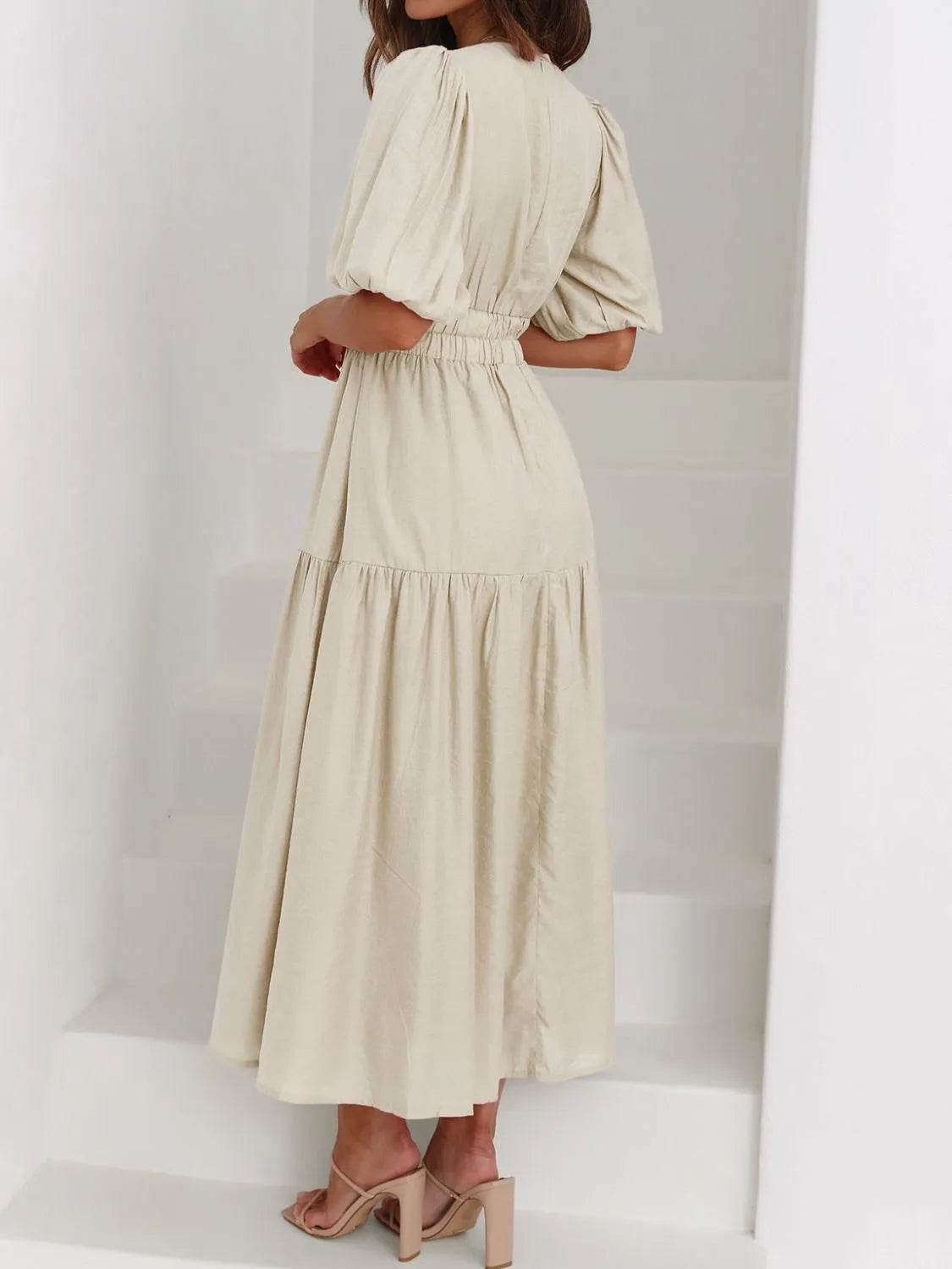 V-Neck Puff Sleeve Midi Dress Trendsi 27584bda-96ba-4ece-aad7-fc21db1ef0f3-Max-Origin