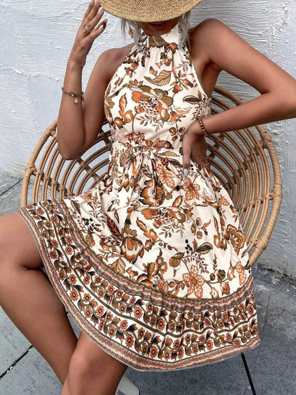 Floral Halter Neck Summer Dress with Belt Trendsi 276e0cf2-bca7-49cd-84ef-15c181766ef1-Max-Origin