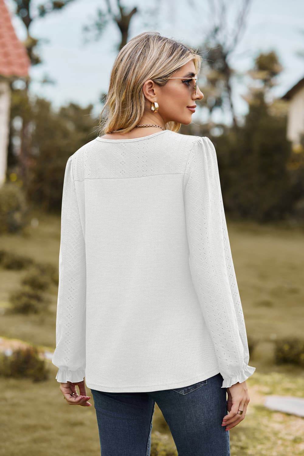 Round Neck Puff Sleeve Blouse Trendsi 276ffd3adb244471865834c92ca3ccc1-Max