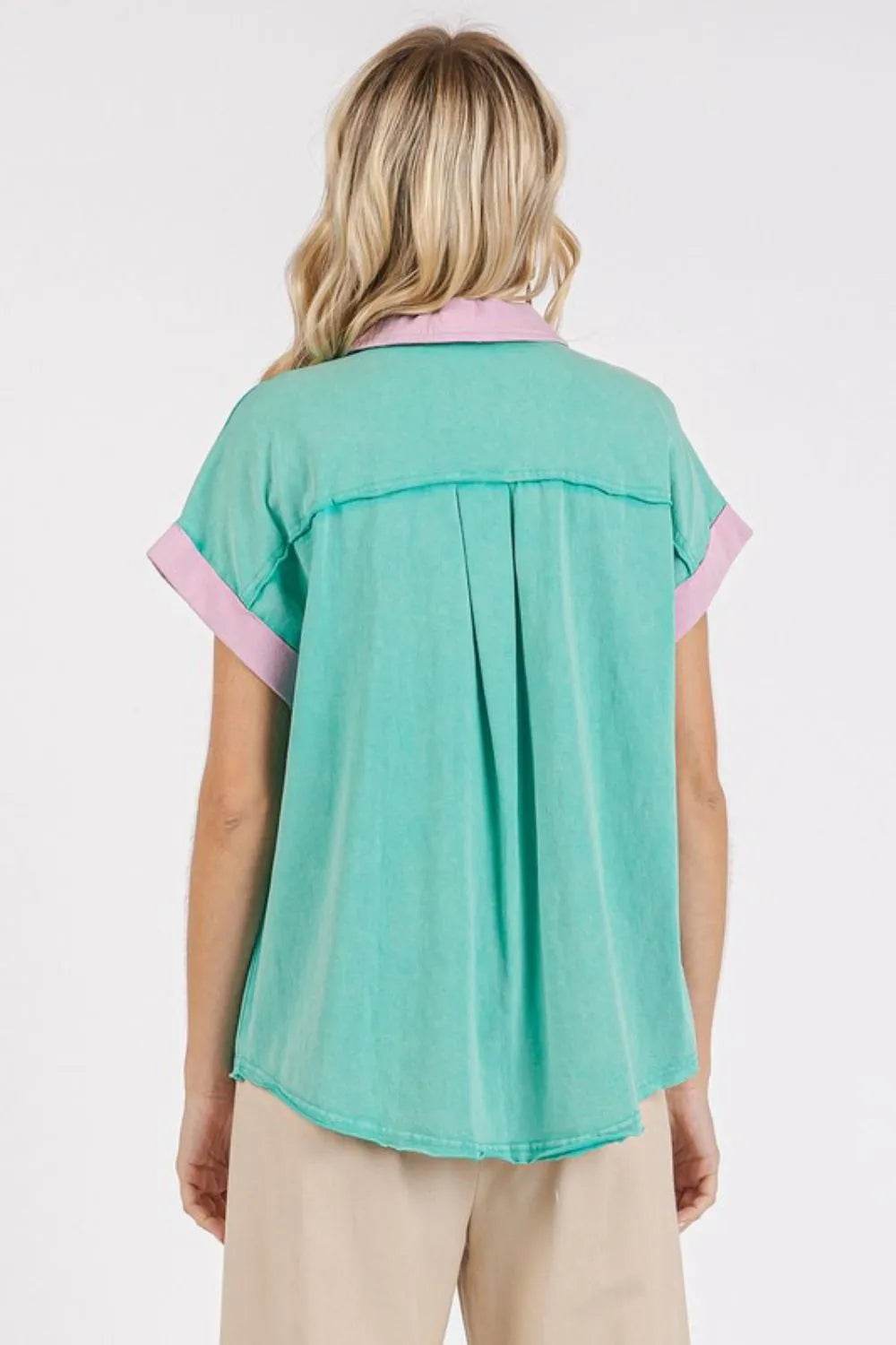 Mittoshop Color Block Henley Short Sleeve Polo Shirt Trendsi 27a779da-0b38-4471-b888-8e71a5f7dfbf-Max